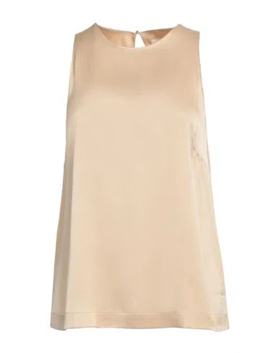 Ottod'ame Woman Top Beige Size 10 Viscose