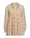 Ottod'ame Woman Top Beige Size 6 Polyester In Beige