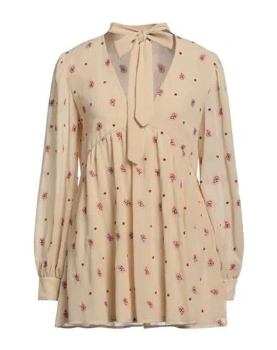 Ottod'ame Woman Top Beige Size 6 Polyester