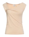 Ottod'ame Woman Top Beige Size L Acetate, Polyamide, Elastane