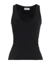 Ottod'ame Woman Top Black Size 16 Acetate, Polyamide, Elastane