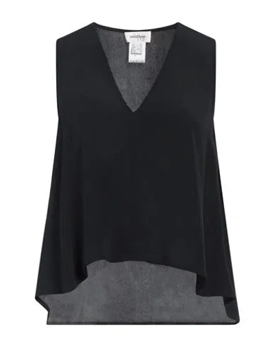 Ottod'ame Woman Top Black Size 12 Acetate, Silk