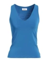 Ottod'ame Woman Top Azure Size 12 Acetate, Polyamide, Elastane In Blue