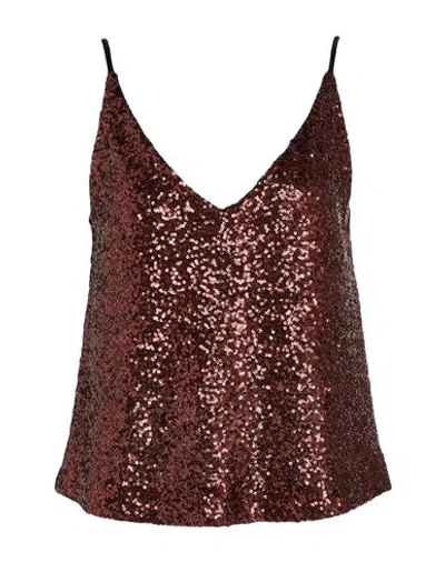 Ottod'ame Woman Top Bronze Size 12 Polyester In Brown