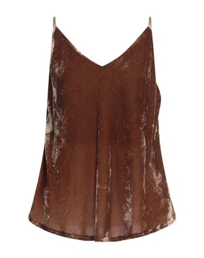 Ottod'ame Trésor Woman Top Brown Size 12 Rayon, Polyamide