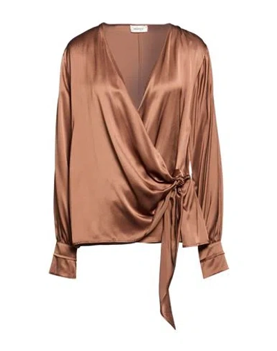 Ottod'ame Woman Top Brown Size 12 Viscose