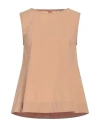 Ottod'ame Woman Top Camel Size 10 Cotton In Beige