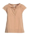 Ottod'ame Woman Top Camel Size 4 Cotton In Beige