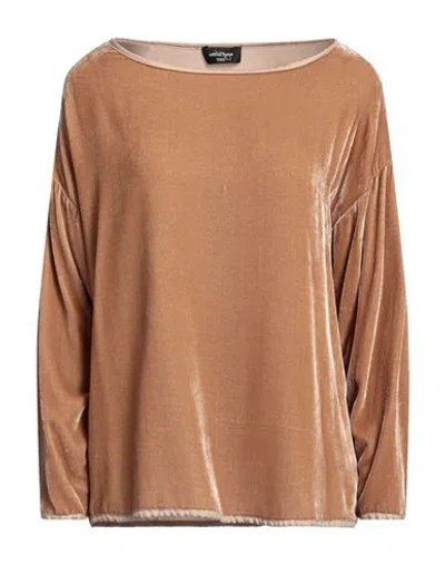 Ottod'ame Woman Top Camel Size 6 Viscose, Silk In Neutral