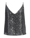 Ottod'ame Woman Top Charcoal Size 12 Polyester In Grey
