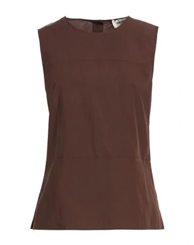 Ottod'ame Woman Top Chocolate Brown Size 10 Cotton