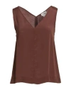 Ottod'ame Woman Top Chocolate Brown Size 6 Acetate, Silk In Brown