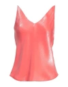 Ottod'ame Woman Top Coral Size 12 Viscose, Polyester In Red