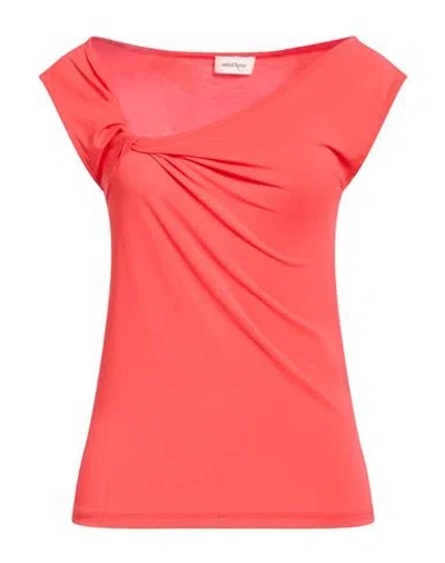 Ottod'ame Woman Top Coral Size 8 Acetate, Polyamide, Elastane In Red