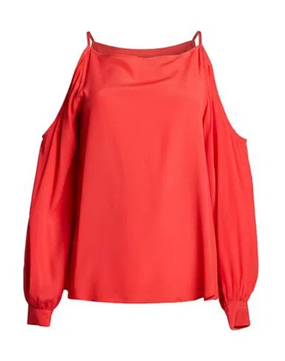 Ottod'ame Woman Top Coral Size 8 Acetate, Silk In Red