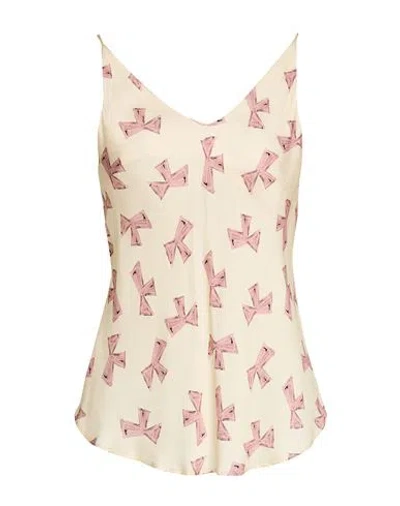 Ottod'ame Woman Top Cream Size 6 Viscose In Multi
