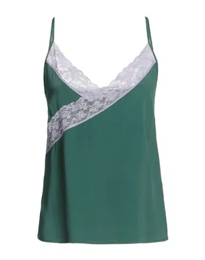 Ottod'ame Woman Top Dark Green Size 12 Acetate, Silk, Polyamide
