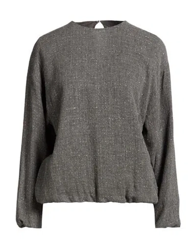 Ottod'ame Woman Top Grey Size 12 Viscose, Virgin Wool, Polyester, Polyamide In Gray