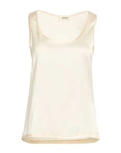 Ottod'ame Woman Top Ivory Size 10 Silk, Elastane, Viscose In Neutral