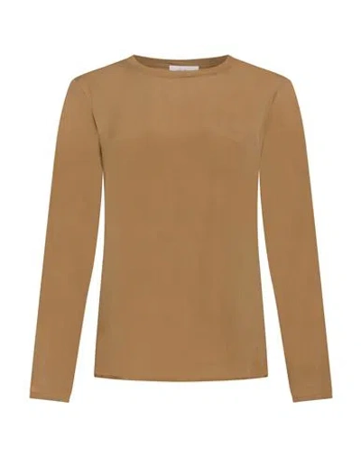 Ottod'ame Woman Top Khaki Size 10 Acetate, Silk In Sand