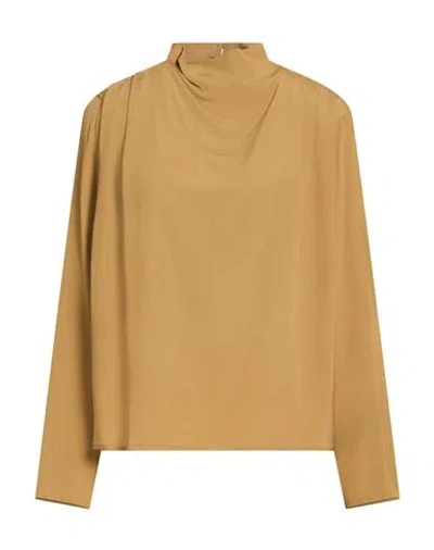 Ottod'ame Woman Top Khaki Size 8 Acetate, Silk In Brown