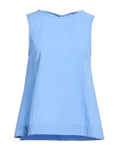 Ottod'ame Woman Top Light Blue Size 12 Cotton