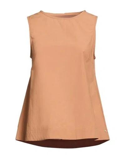 Ottod'ame Woman Top Light Brown Size 4 Cotton