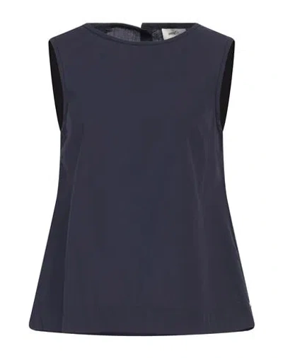 Ottod'ame Woman Top Midnight Blue Size 10 Cotton In Blue