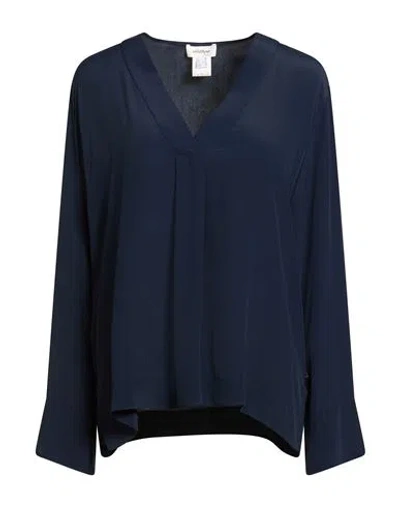Ottod'ame Woman Top Midnight Blue Size 8 Acetate, Silk