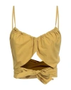 Ottod'ame Woman Top Mustard Size 4 Cotton In Green