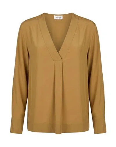 Ottod'ame Woman Top Mustard Size 6 Acetate, Silk In Brown