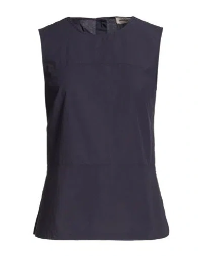 Ottod'ame Woman Top Navy Size 12 Cotton In Blue