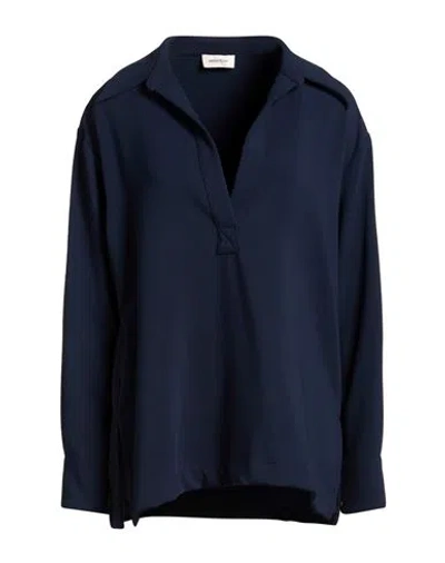 Ottod'ame Woman Top Navy Size 12 Polyester, Viscose, Elastane In Blue