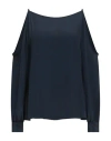 Ottod'ame Woman Top Navy Size 8 Acetate, Silk In Blue