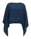 Ottod'ame Woman Top Navy Size Onesize Acetate, Silk In Navy Blue