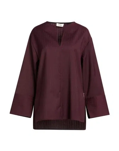 Ottod'ame Woman Top Plum Size 12 Polyester, Virgin Wool, Elastane In Brown
