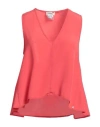 Ottod'ame Woman Top Red Size 12 Acetate, Silk In Red