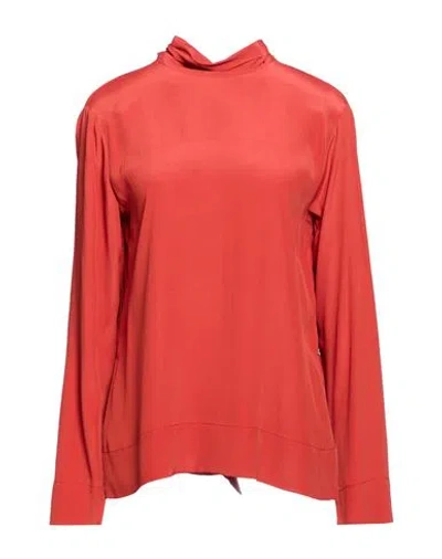 Ottod'ame Woman Top Rust Size 10 Acetate, Silk In Red