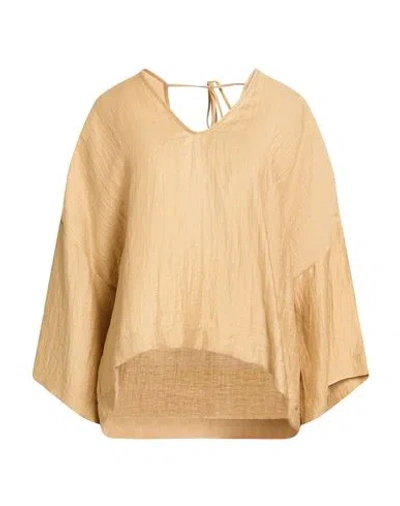 Ottod'ame Woman Top Sand Size 10 Linen, Nylon In Neutral