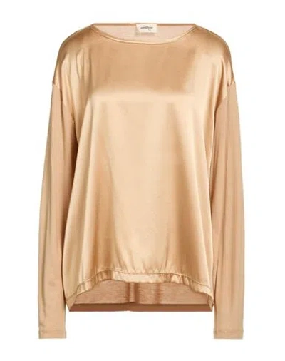 Ottod'ame Woman Top Sand Size 12 Silk, Elastane, Viscose In Neutral
