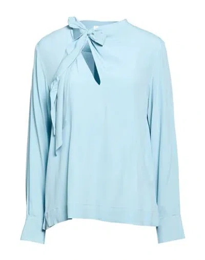Ottod'ame Woman Top Sky Blue Size 4 Acetate, Silk