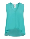 Ottod'ame Woman Top Turquoise Size 10 Acetate, Silk In Blue