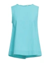 Ottod'ame Woman Top Turquoise Size 6 Cotton In Blue