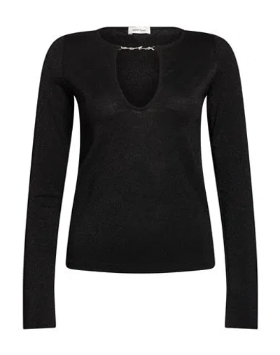 Ottod'ame Woman T-shirt Black Size M Viscose, Polyester, Polyamide, Elastane