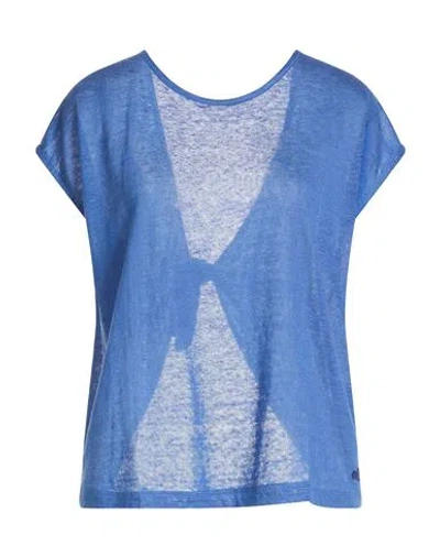 Ottod'ame Woman T-shirt Blue Size 12 Linen