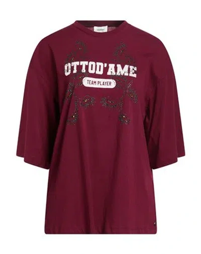 Ottod'ame Woman T-shirt Burgundy Size 4 Cotton