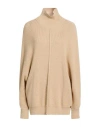 Ottod'ame Woman Turtleneck Beige Size 6 Virgin Wool, Acrylic In Brown