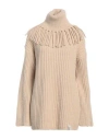 Ottod'ame Woman Turtleneck Beige Size M Acrylic, Wool, Alpaca Wool, Viscose, Polyester In Beige