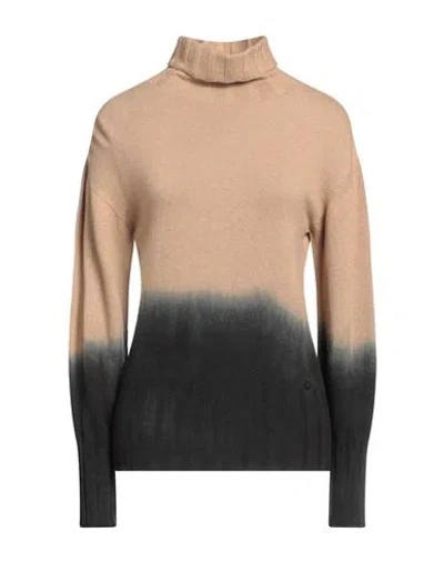 Ottod'ame Woman Turtleneck Camel Size 8 Polyamide, Wool, Viscose, Cashmere In Beige