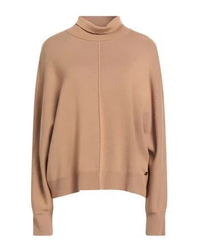 Ottod'ame Woman Turtleneck Camel Size 10 Virgin Wool, Acrylic In Brown